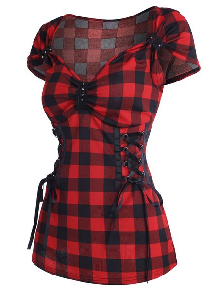 women's tshirt 2023 gothic short sleeve tee emo sweetheart neck t shirt checkerboard lace up for women sxxl 230828, White
women's tshirt 2023 gothic short sleeve tee emo sweetheart neck t shirt checkerboard lace up for women sxxl 230828, White
