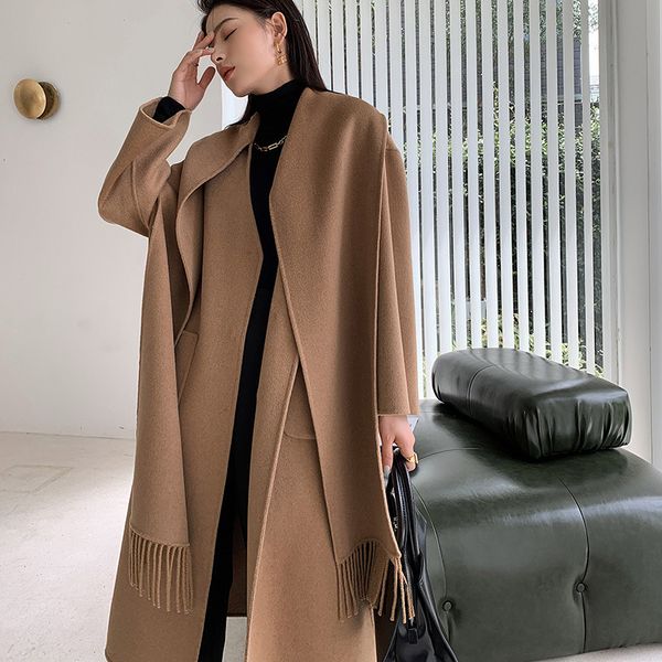 toteme scarf collar double-sided wool coat medium length lace up wool coat, Black
toteme scarf collar double-sided wool coat medium length lace up wool coat, Black