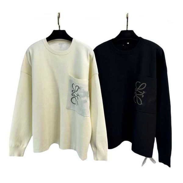 women's pullover designer luxury fashion pre autumn new loe reduced age versatile lazy totem embroidery pocket round neck long sleeve s, Black
women's pullover designer luxury fashion pre autumn new loe reduced age versatile lazy totem embroidery pocket round neck long sleeve s, Black