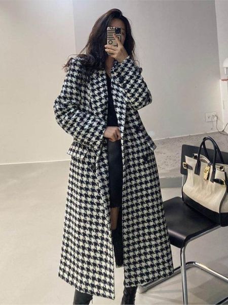 womens wool blends jacket women winter korean fashion double breasted houndstooth long overcoat thick warm woolen coat ropa mujer 230828, Black
womens wool blends jacket women winter korean fashion double breasted houndstooth long overcoat thick warm woolen coat ropa mujer 230828, Black