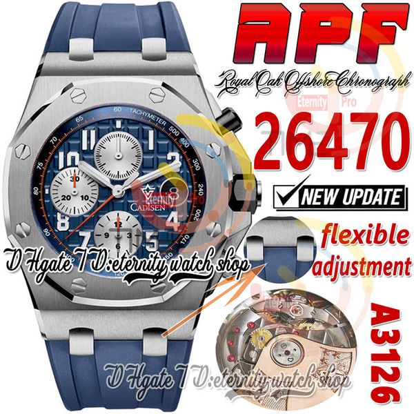 apf 42mm 2647 a3126 automatic chronograph mens watch brushed polished bezel blue textured dial rubber super edition eternity watches strap e, Slivery;brown
apf 42mm 2647 a3126 automatic chronograph mens watch brushed polished bezel blue textured dial rubber super edition eternity watches strap e, Slivery;brown