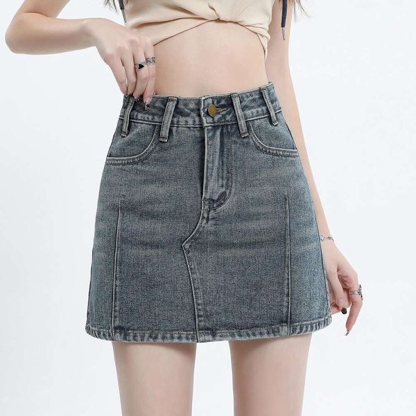 item title a line skirt summer slim versatile anti revealing short retro nostalgic washed denim for women, Black
item title a line skirt summer slim versatile anti revealing short retro nostalgic washed denim for women, Black