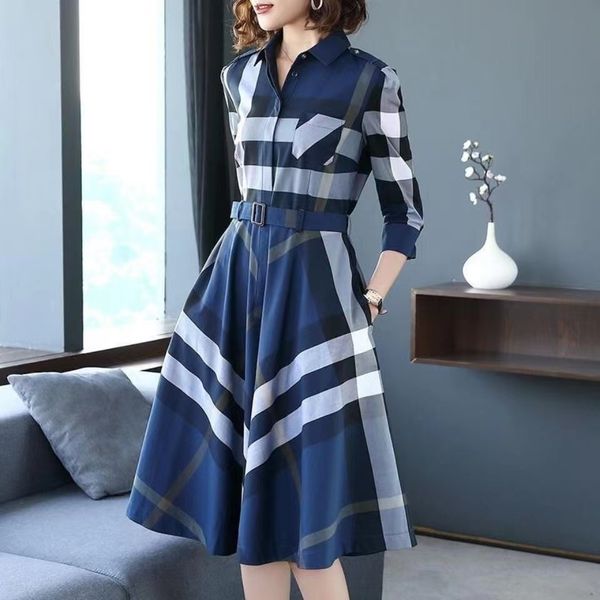 new plaid dress women's three-quarter sleeves waist waist big swing mid-length professional temperament shirt skirt, Black;gray
new plaid dress women's three-quarter sleeves waist waist big swing mid-length professional temperament shirt skirt, Black;gray