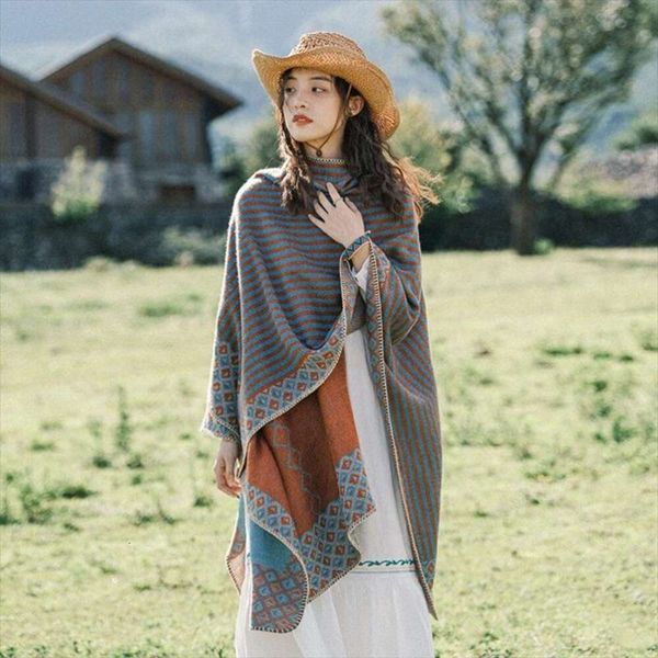 vintage travel shawl northwest scarf tibet yunnan big cloak ethnic style warm collection, Blue;gray
vintage travel shawl northwest scarf tibet yunnan big cloak ethnic style warm collection, Blue;gray