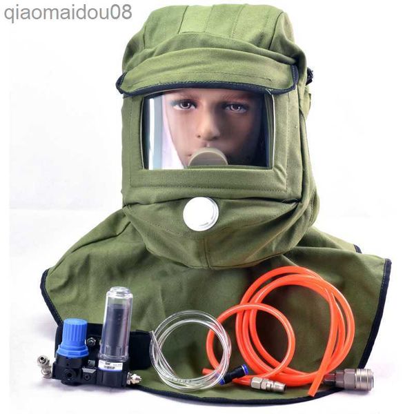 Image of Protective Clothing Gas Supply Gas Mask Full Cover Spray Paint Chemical Polishing Anti-Dust Shawl Dust Cap HKD230826