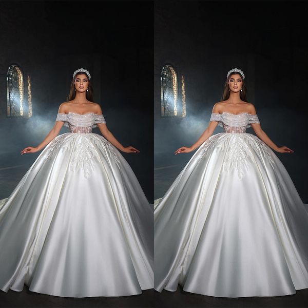 princess ball gown wedding dress sequined off shoulder satin lace appliques luxury bridal gowns crystal bride robes de, White
princess ball gown wedding dress sequined off shoulder satin lace appliques luxury bridal gowns crystal bride robes de, White