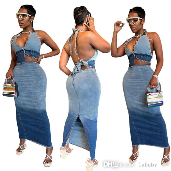 2023 vintage fashion denim two 2 piece dress set women outfits gradient bodycon midi maxi long skirt sets and bowknot back crop 2pcs jeans c, White
2023 vintage fashion denim two 2 piece dress set women outfits gradient bodycon midi maxi long skirt sets and bowknot back crop 2pcs jeans c, White
