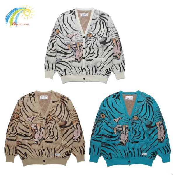 men's sweaters autumn winter wacko maria button cardigan sweater men women oversized tiger jacquard blue white khaki vneck coat 230826, White;black
men's sweaters autumn winter wacko maria button cardigan sweater men women oversized tiger jacquard blue white khaki vneck coat 230826, White;black
