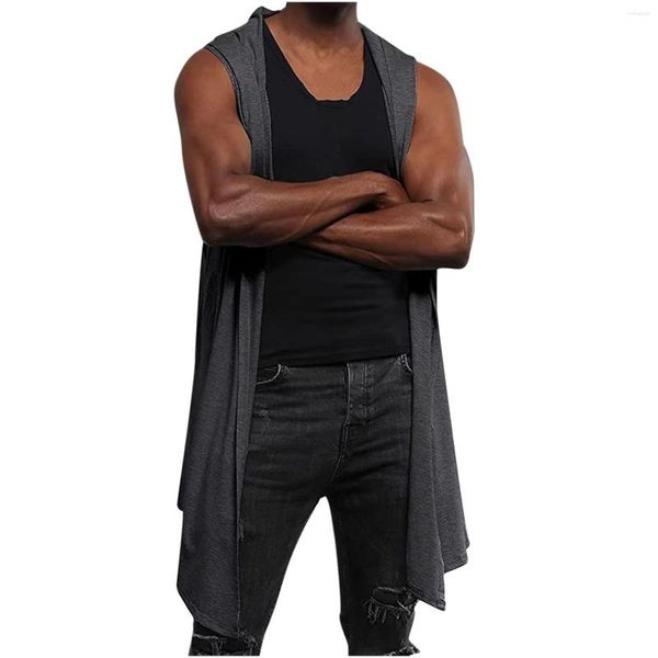 men's vests men spring summer sleeveless cardigan long coat hooded poncho punk solid vest stage costume hiphop loose cape cloak man, Black;white
men's vests men spring summer sleeveless cardigan long coat hooded poncho punk solid vest stage costume hiphop loose cape cloak man, Black;white