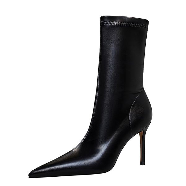 new simple slim heel high heel shallow mouth pointed head nightclub slim short boots women's boots large size 34-43, Black
new simple slim heel high heel shallow mouth pointed head nightclub slim short boots women's boots large size 34-43, Black