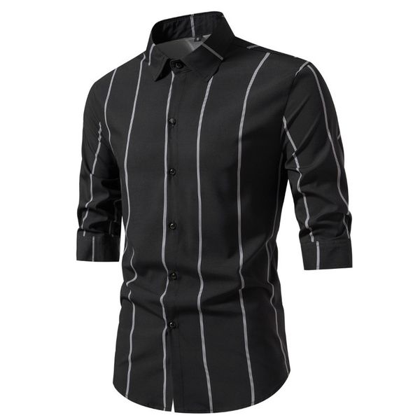 men's dress shirts 2023 half sleeve shirt stripe turndown collar fashion casual trend thin breathable men clothing y230826, White;black
men's dress shirts 2023 half sleeve shirt stripe turndown collar fashion casual trend thin breathable men clothing y230826, White;black