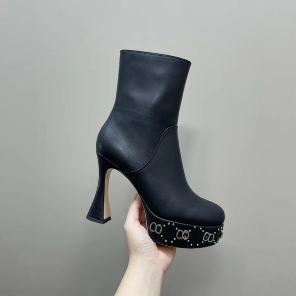 ss23 women's platform boots with studs new waterproof platform fashion women's boots runway model size 35-42, Black
ss23 women's platform boots with studs new waterproof platform fashion women's boots runway model size 35-42, Black