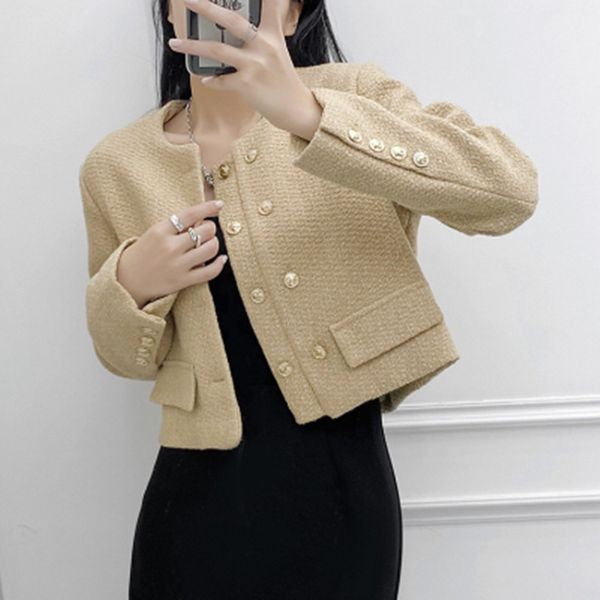 womens wool blends french small fragrance short coat autumn and winter senior sense loose double breasted gold buckle 230828, Black
womens wool blends french small fragrance short coat autumn and winter senior sense loose double breasted gold buckle 230828, Black