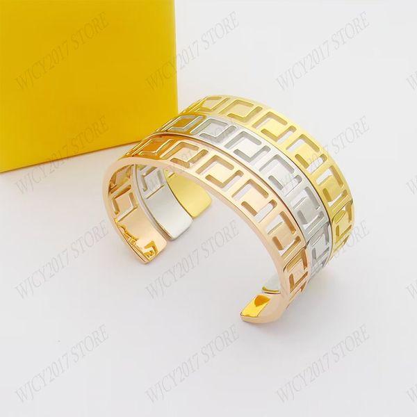 new fashion bangle hollow letter womens designer bracelets 18k gold brand jewelry wedding couple gift lover bangles with box, Black
new fashion bangle hollow letter womens designer bracelets 18k gold brand jewelry wedding couple gift lover bangles with box, Black