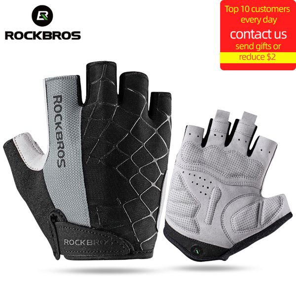 Image of Cycling Gloves ROCKBROS Cycling Bike Gloves Half Finger Shockproof Breathable MTB Mountain Bicycle Sports Gloves Men Women Cycling Equipment 230826