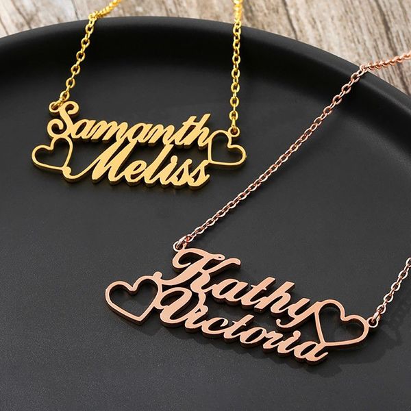 personalized couple custom double name necklace stainless steel jewelry pendant, Silver
personalized couple custom double name necklace stainless steel jewelry pendant, Silver