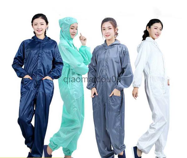 Image of Protective Clothing Anti-Static Coveralls Cleanroom Dustproof Suit Clean Clothes Hood Clean food Dust-proof Work Clothing Unisex Protective overalls HKD230825