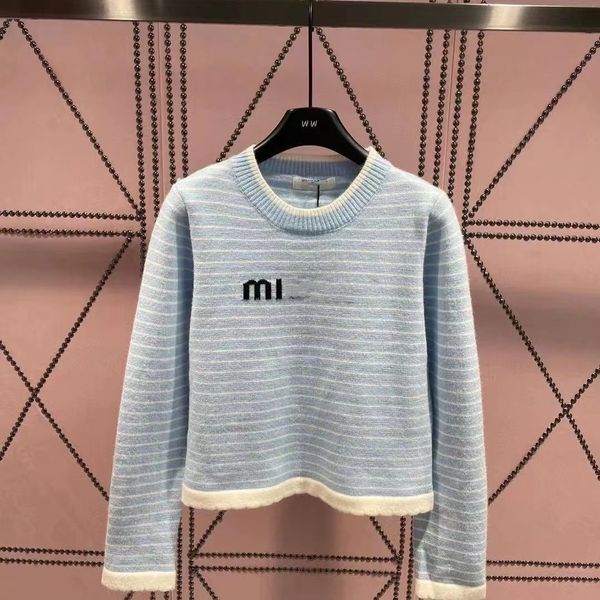 designer women's striped knit solid color long sleeve letter limited edition style fashion star loose high-end top, White
designer women's striped knit solid color long sleeve letter limited edition style fashion star loose high-end top, White