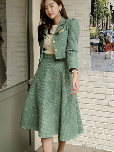 two piece dress korean fashion ol tweed 2 set women crop short jacket coat long skirts sets fall winter suits 230828, White
two piece dress korean fashion ol tweed 2 set women crop short jacket coat long skirts sets fall winter suits 230828, White