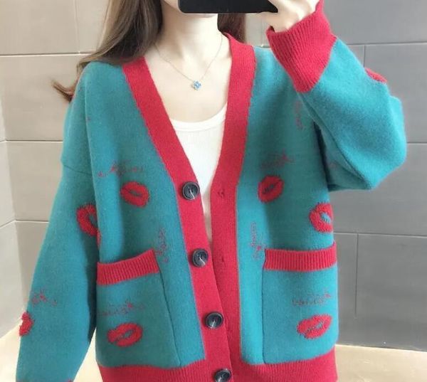 2023 women's sweaters classic retro pattern mouth style sweater winter knit thickened female cardigan lovely funny white pink knitwear, White;black
2023 women's sweaters classic retro pattern mouth style sweater winter knit thickened female cardigan lovely funny white pink knitwear, White;black