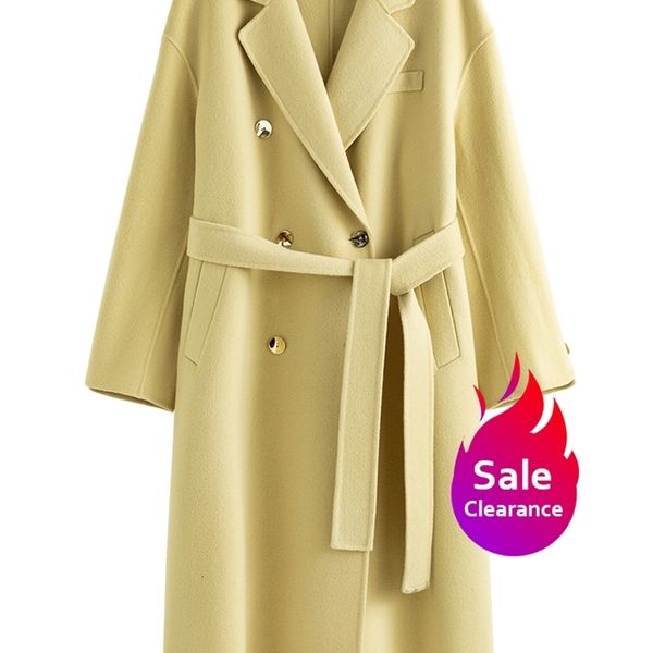 women's wool blends dushu suit collar double-sided woolen coat women winter soft luxurious 100% wool long coats office lady necessary 2, Black
women's wool blends dushu suit collar double-sided woolen coat women winter soft luxurious 100% wool long coats office lady necessary 2, Black