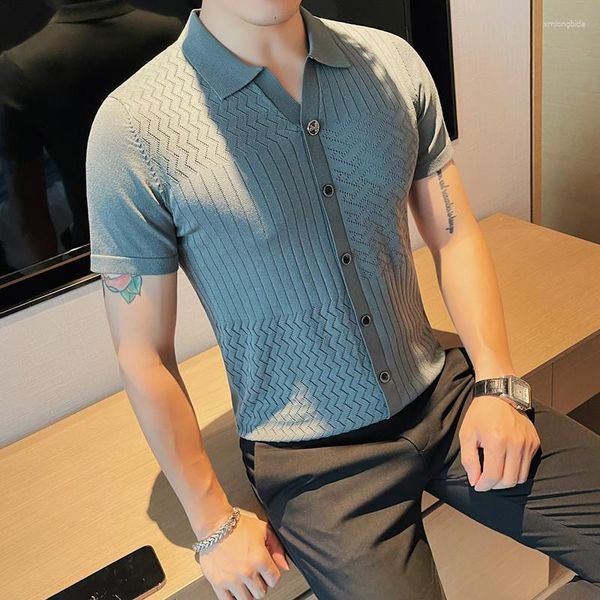 men's polos summer knitted t-shirt for men lapel short sleeve polo shirts single breasted casual business tshirts slim fit cardigan, White;black
men's polos summer knitted t-shirt for men lapel short sleeve polo shirts single breasted casual business tshirts slim fit cardigan, White;black