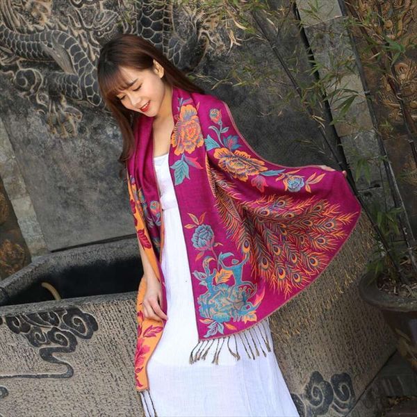 autumn and winter peacock double ethnic style scarf womens air conditioning shawl lijiang thick cotton, Blue;gray
autumn and winter peacock double ethnic style scarf womens air conditioning shawl lijiang thick cotton, Blue;gray