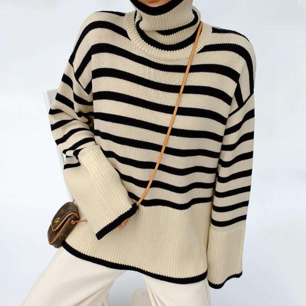 striped sweater for women autumn and winter gentle style korean version simple fashion loose pullover top, White;black
striped sweater for women autumn and winter gentle style korean version simple fashion loose pullover top, White;black
