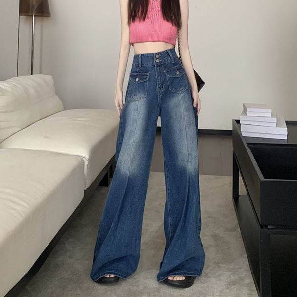 womens jeans retro american high waist solid color female loose drape dragging floor wide leg pants design sense of large flared 230826, Blue
womens jeans retro american high waist solid color female loose drape dragging floor wide leg pants design sense of large flared 230826, Blue