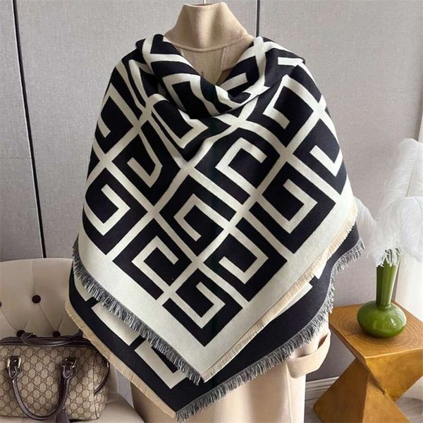 style imitation cashmere scarf ladies thick warmth jagged letter shawl big unbearded, Blue;gray
style imitation cashmere scarf ladies thick warmth jagged letter shawl big unbearded, Blue;gray