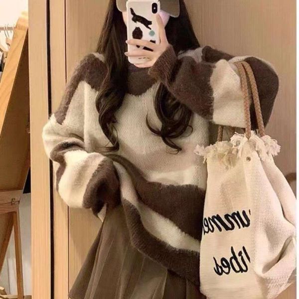 lazy wind contrasting colors striped milk fufu sweater womens autumn and winter wear fashionable loose soft, White;black
lazy wind contrasting colors striped milk fufu sweater womens autumn and winter wear fashionable loose soft, White;black
