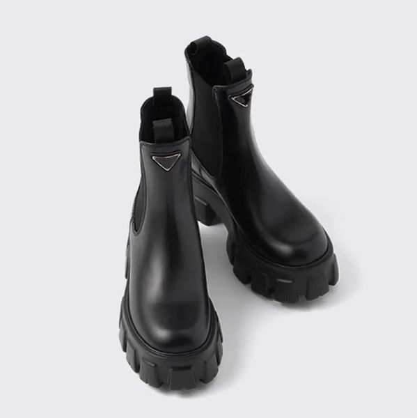 new monolith polish leather ankle chelsea boots platform wedges slip-on round toe block heels flat booties luxury designer for women factory, Black
new monolith polish leather ankle chelsea boots platform wedges slip-on round toe block heels flat booties luxury designer for women factory, Black