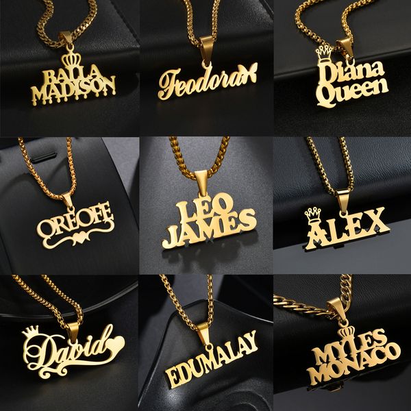 custom names pendant necklace stainless steel personalized jewelry cuban chain, Silver
custom names pendant necklace stainless steel personalized jewelry cuban chain, Silver