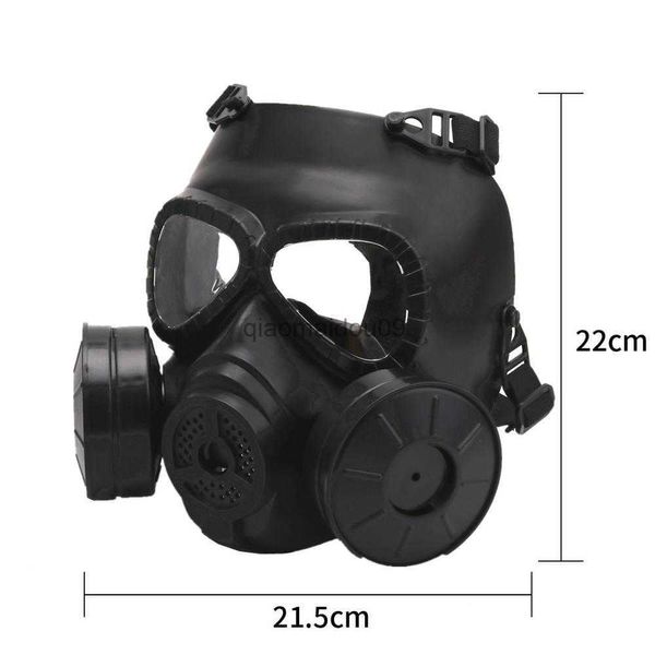 Image of Protective Clothing New Protection Gas Masks Respirator With Double Exhaust Fan For Airsoft Tactical CS outdoor Survival Game Paintball Match HKD230825