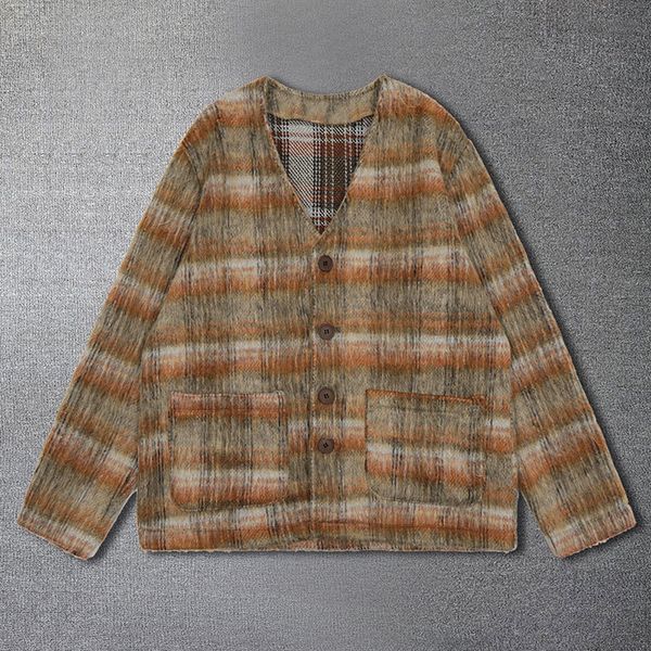 men's sweaters brown check mohair cardigan wool blend knit sweater vneck fall fashion jacket men 230828, White;black
men's sweaters brown check mohair cardigan wool blend knit sweater vneck fall fashion jacket men 230828, White;black