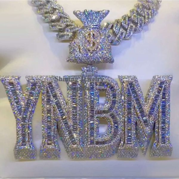 4-4.5inch iced out diamond pendant men necklace hip hop fine jewelry vvs moissanite sterling sier custom letter pendant, Silver
4-4.5inch iced out diamond pendant men necklace hip hop fine jewelry vvs moissanite sterling sier custom letter pendant, Silver