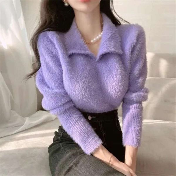 autumn and womens sweaters winter mink fur soft glutinous korean fashion temperament all matching sweater, White;black
autumn and womens sweaters winter mink fur soft glutinous korean fashion temperament all matching sweater, White;black