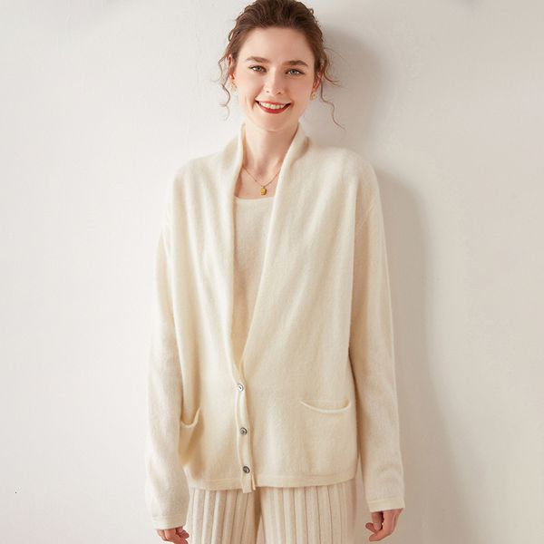 womens knits tees autumn winter women 100% cashmere sweater female solid knitted cardigans loose vneck jacket 230826, White
womens knits tees autumn winter women 100% cashmere sweater female solid knitted cardigans loose vneck jacket 230826, White