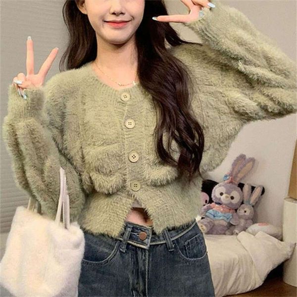 imitation mink fur korean soft design sweater cardigan womens short temperament glutinous outer, White;black
imitation mink fur korean soft design sweater cardigan womens short temperament glutinous outer, White;black