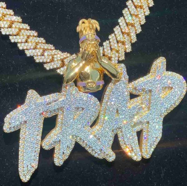 custom trap letter pendant iced out s925 moissanite diamond initial pendant, Silver
custom trap letter pendant iced out s925 moissanite diamond initial pendant, Silver