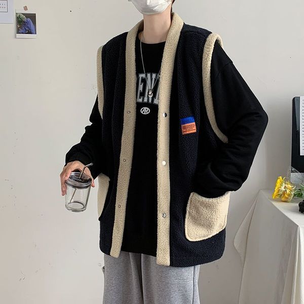 men's vests winter lamb wool vest coat japanese loose vintage plush sleeveless tank trend 230826, Black;white
men's vests winter lamb wool vest coat japanese loose vintage plush sleeveless tank trend 230826, Black;white