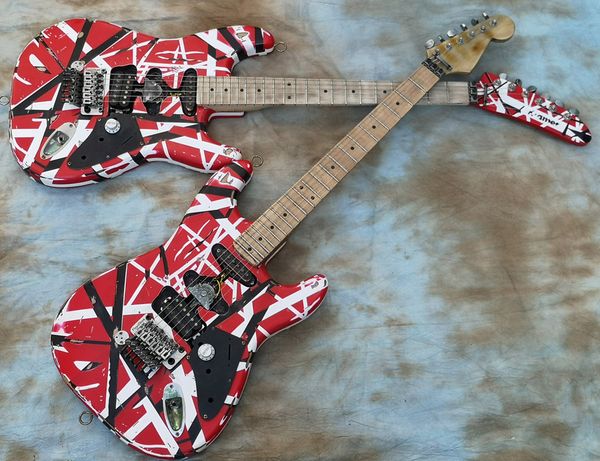 eddie van halen striped guitar tribute, electric guitar frankie / 5150 quality aged guitar.
eddie van halen striped guitar tribute, electric guitar frankie / 5150 quality aged guitar.
