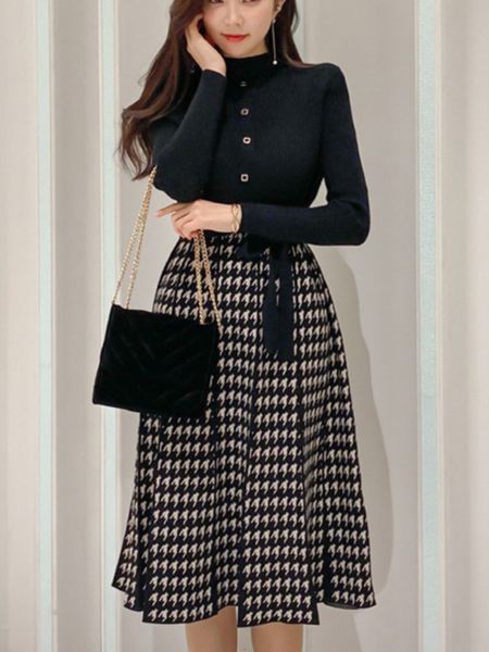 basic casual dresses spring korean elegant knitted plaid patchwork women dress long sleeve laceup bow pleated vintage vestidos 230828, Black;gray
basic casual dresses spring korean elegant knitted plaid patchwork women dress long sleeve laceup bow pleated vintage vestidos 230828, Black;gray