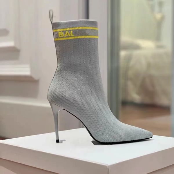 sock boots stiletto ankle booties shoesknitted fabric letter mid-calf pull on elastic point-toe stiletto luxury designer mugler105mm fashion, Black
sock boots stiletto ankle booties shoesknitted fabric letter mid-calf pull on elastic point-toe stiletto luxury designer mugler105mm fashion, Black
