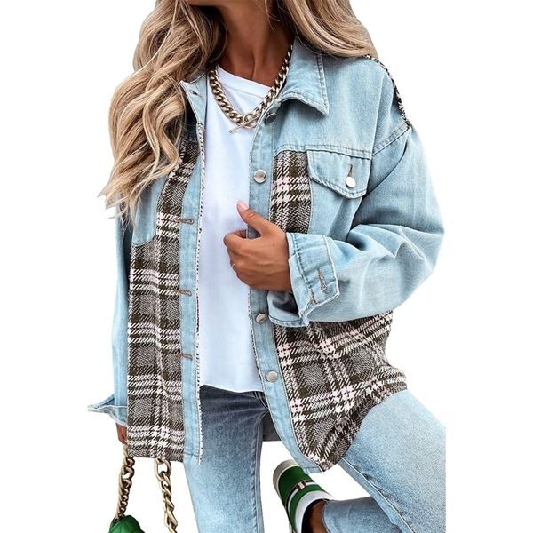 womens jackets women denim oversized jean for dresses long sleeve plaid coat with flap pocket 230828, Black;brown
womens jackets women denim oversized jean for dresses long sleeve plaid coat with flap pocket 230828, Black;brown