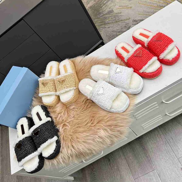 new designer sandals crochet flatform slides shearling furry straw platform sandals fashion woven wool warm slippers indoor casual slipper s, Black
new designer sandals crochet flatform slides shearling furry straw platform sandals fashion woven wool warm slippers indoor casual slipper s, Black