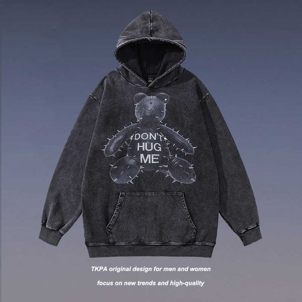 tkpa high street dark black little bear printed sweatshirt hip hop street washed old hooded sweater for men
tkpa high street dark black little bear printed sweatshirt hip hop street washed old hooded sweater for men