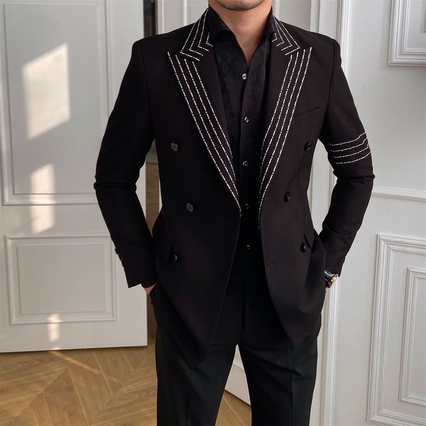 designer blazer single breasted pure black mens blazer fashion slim fit casual man blazer s-4xl, White;black
designer blazer single breasted pure black mens blazer fashion slim fit casual man blazer s-4xl, White;black