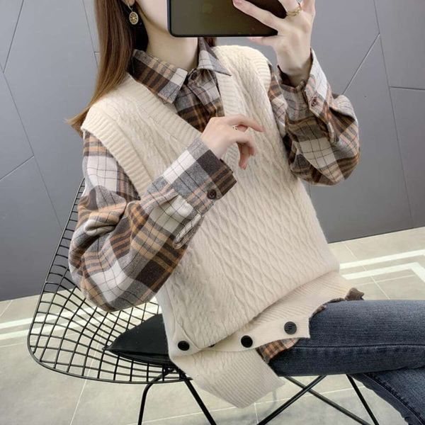 heart collared twisted hem sweater split pullover vest autumn casual loose for women, White;black
heart collared twisted hem sweater split pullover vest autumn casual loose for women, White;black