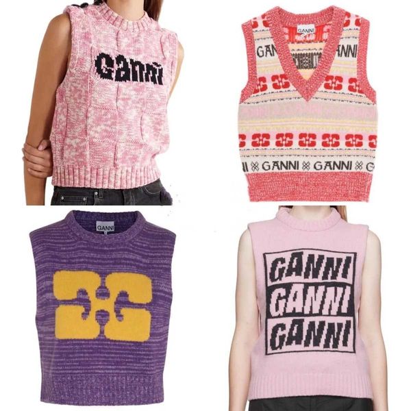23ss gannis fashion women designer vest classic letter wool dark orchid and purple knitted sleeveless vest outerwear versatile casual, Black;white
23ss gannis fashion women designer vest classic letter wool dark orchid and purple knitted sleeveless vest outerwear versatile casual, Black;white